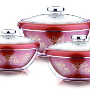 PALILA Claro Casserole 3 Pcs Set (600+1200+2500ML) Red, Purple, Capri Green (1)